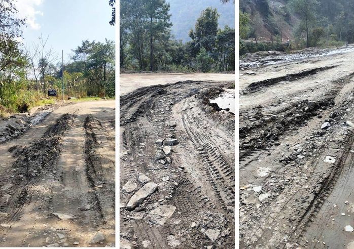 Road stretch at National Highway 02 between Naga Heritage Village, Kisama- Khuzama Police Check Post stretch. (Photo Courtesy: SAYO)